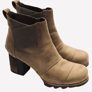 SOREL ADDINGTON Waterproof Ankle Boot Taupe Leather Chelsea Pull on Size 8.5